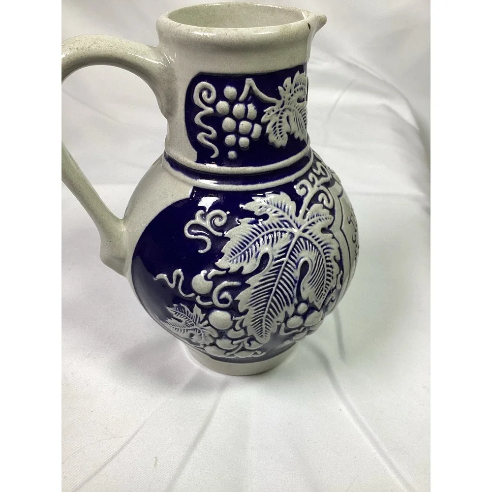 Vintage West Germany Cobalt Blue Salt Glazed Stoneware Wine Jug Lot 5 German